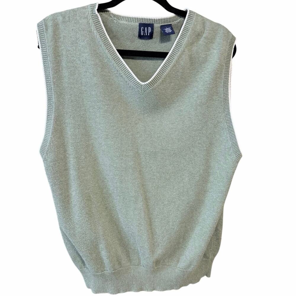 Vintage Y2K Gap men’s 100% cotton sage green sweater vest large Hong Kong preppy